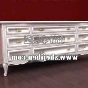 Antique Carved Bedside Table Multiple Drawers 3d model