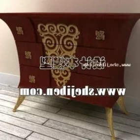 Antique Curved Bedside Table 3d model