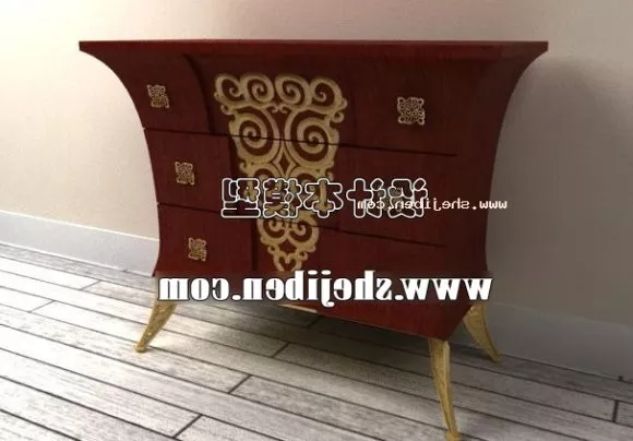 Antique Curved Bedside Table 3d model Antique Curved Bedside Table 3d model