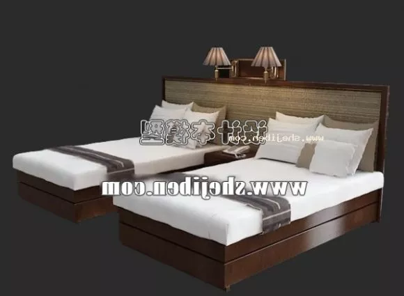 Bed Retro Style With Blanket 3d model