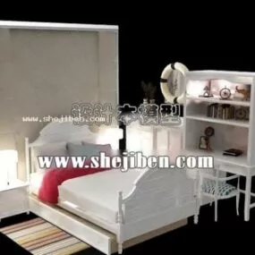 European Single Bed Furniture 3d model