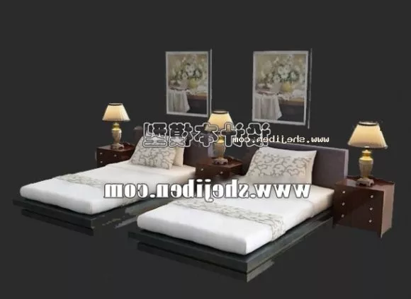 Single Bed With Drawer Furniture 3d model