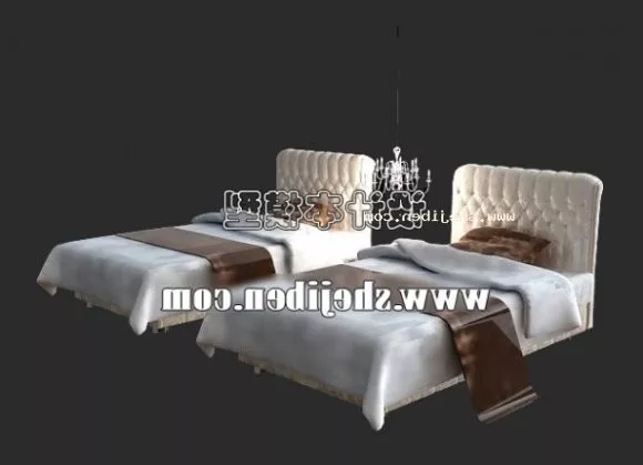 Modern Flatform Bed With Blanket 3d model