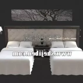 Modern Twin Single Bed Furniture V1 3d model