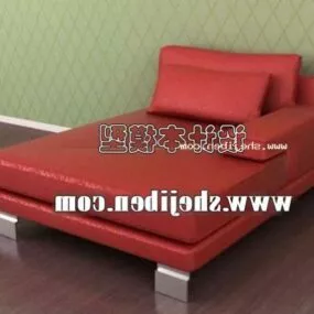 Single Bed Furniture Red Fabric 3d model