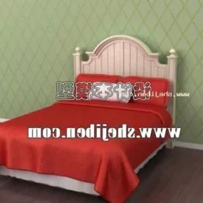 European Single Bed Furniture Red Color 3d model