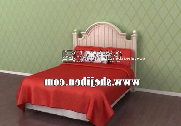 Double Bed Modern Platform With Nightstand 3d model