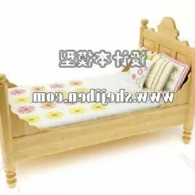 Asian Children Single Bed Furniture 3d model