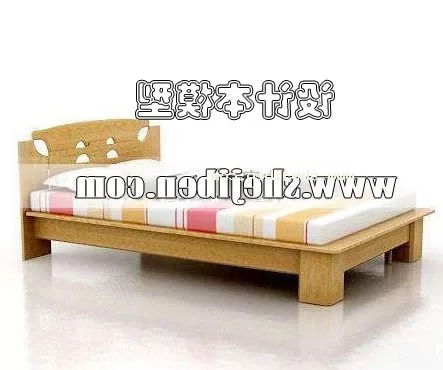 Double Bed Modern Platform With Nightstand 3d model