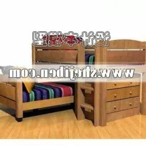 Children Bed Ash Wooden 3d model