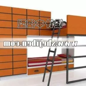 Children Bunked Bed With Stair 3d model