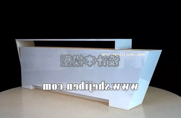 Retro Reception Desk Curved Shape 3d model