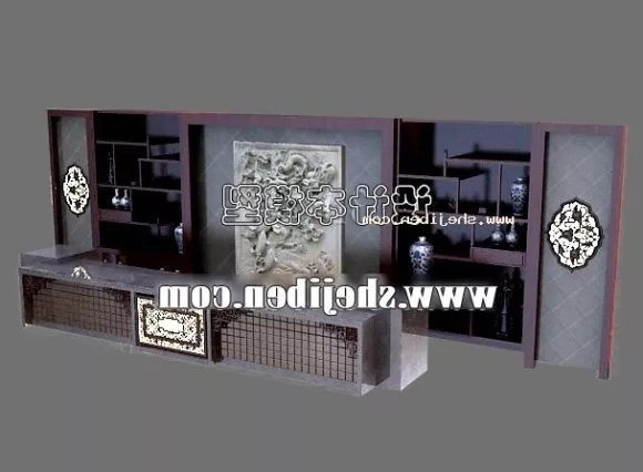 Small Reception Area U Shape 3d model