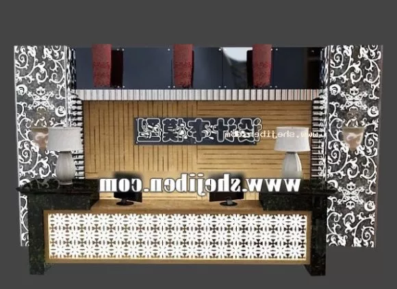 Office Computer Desk With Drawers 3d model