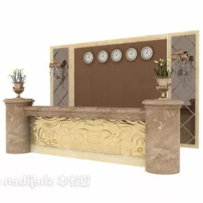 Hotel Reception Brown Stone 3d model