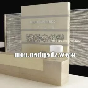 Stone Reception Desk Furniture 3d model