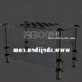 Glass Table With Inox Leg 3d model