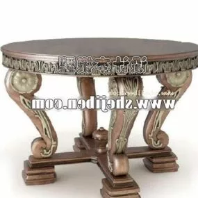 Vintage Carved Round Table Brass Material 3d model