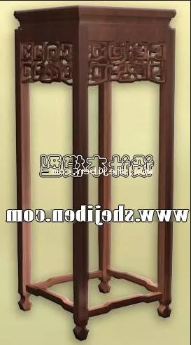 Rectangular Wood Table With Iron Stand 3d model