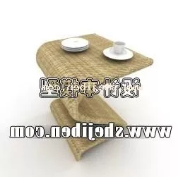 Stool Table With Drawers 3d model