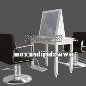 Salon Chair And Table Furniture 3d model