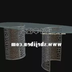 Oval Glass Coffee Table Furniture V3 3d model