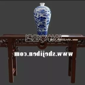 Chinese Table With Ancient Vase 3d model