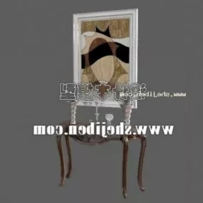 Wall Console Table Wooden Material 3d model