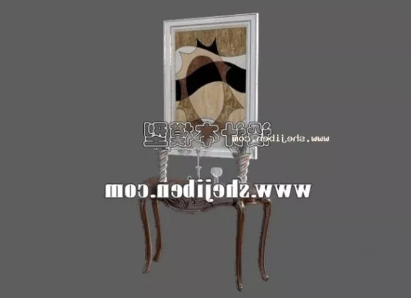 Console Desk Carved Frame 3d model