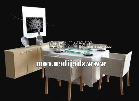 Small Dinning Table Furniture Set 3d model Small Dinning Table Furniture Set 3d model