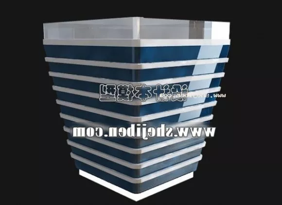 Office Reception Desk Curved Shape 3d model