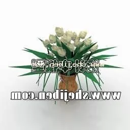 Flowers In Glass Vase 3d model
