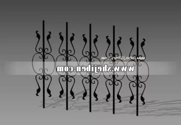Antique Brass Iron Fence 3d model