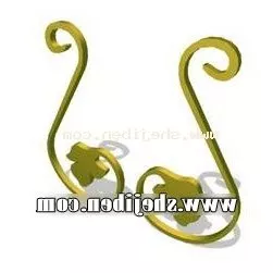 Antique Brass Iron Fence 3d model