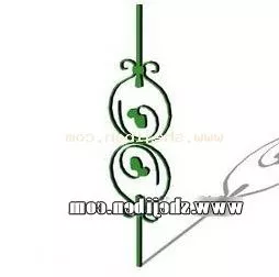 Wrought Iron Fence Flower Shape Green Painted 3d model