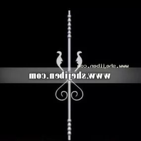Single Bar Iron Floral For Fence 3d model