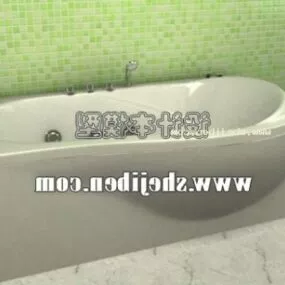 White Bathtub On Marble Floor 3d model