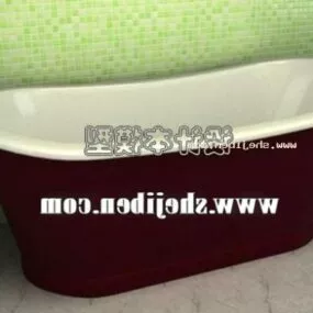 Porcelain Bathtub With Wooden Cover 3d model