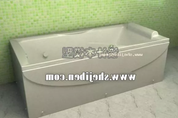 White Plastic Bathtub Rectangular Shape 3d model White Plastic Bathtub Rectangular Shape 3d model