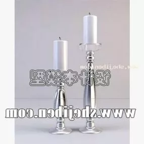 Silver Candle Holder Vintage Style 3d model
