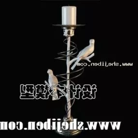 Decor Candlestick Branch With Bird 3d model