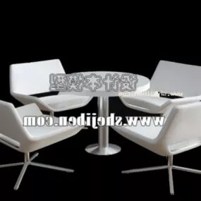Modern Round Coffee Table Chairs 3d model