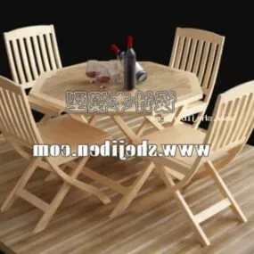 Outdoor Table And Chair Wood Decker 3d model