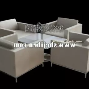 Square Coffee Table And Chairs 3d model