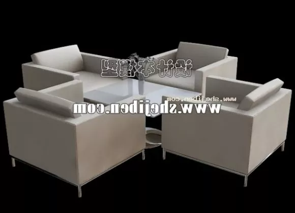 Square Coffee Table And Chairs 3d model Square Coffee Table And Chairs 3d model
