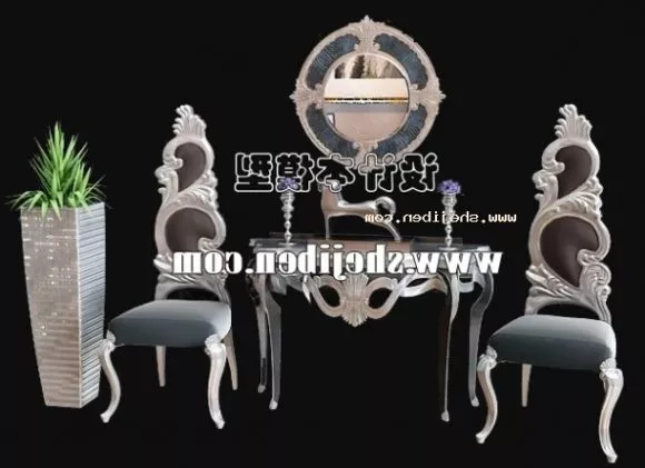 Russian Table And Chair Combination 3d model Russian Table And Chair Combination 3d model