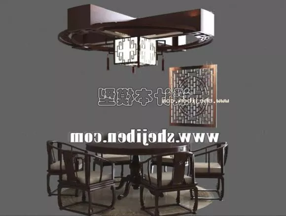 Chinese Classic Dinning Table And Chair 3d model Chinese Classic Dinning Table And Chair 3d model