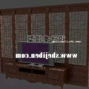 Tv Table With Chinese Door Frame 3d model