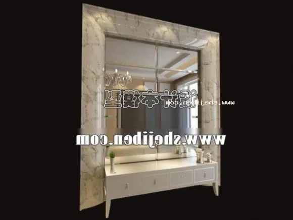 Antique Curved Bedside Table 3d model