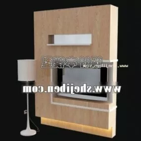 Simple Tv Cabinet With Floor Lamp 3d model